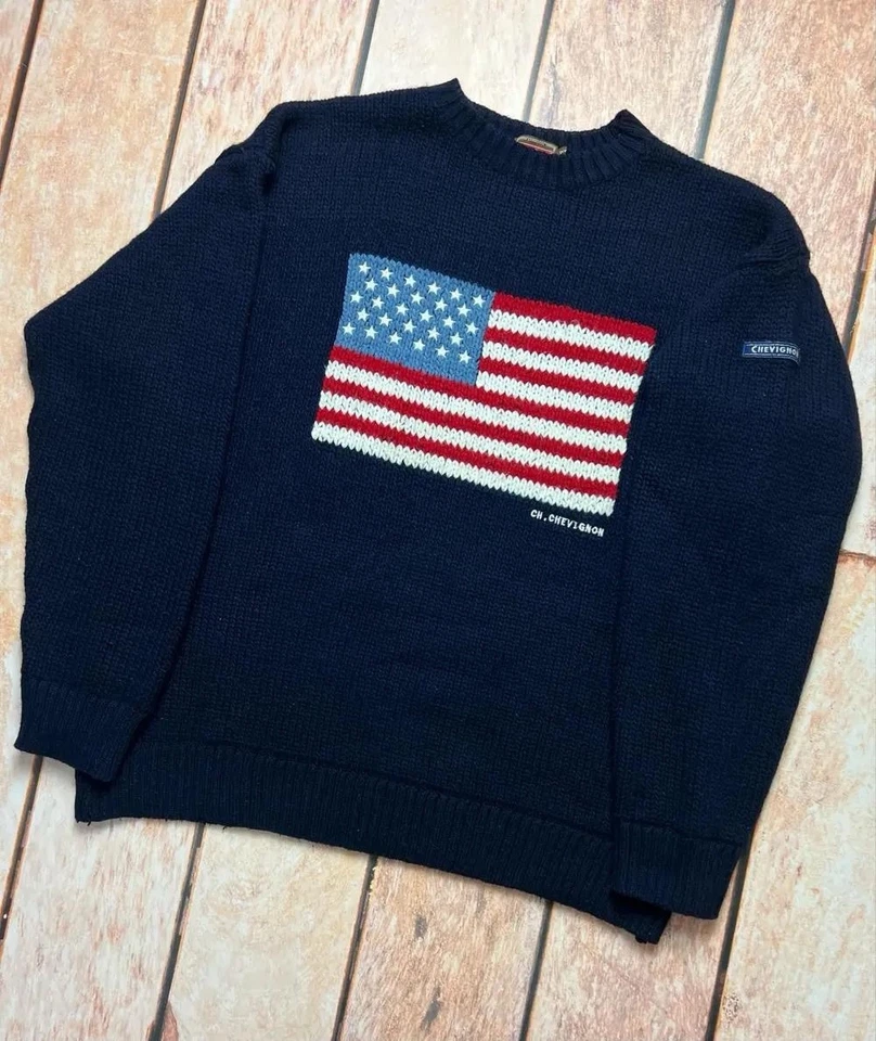 Vintage Chevignon USA Flag Knitted Sweater - Image 1 of 4