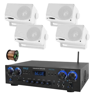 Pyle PDA77BU 4 Canales Home Audio Receptor Bluetooth, 4x 3.5" Altavoz Blanco, Cable - Imagen 1 de 8