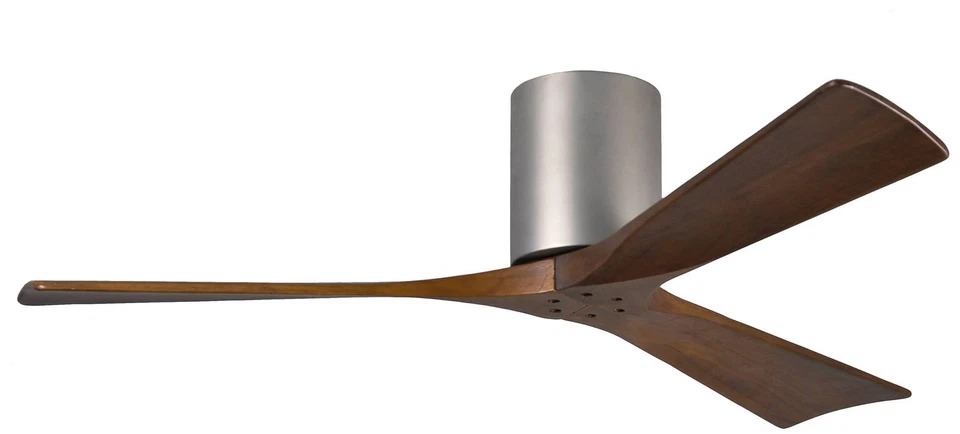 52" Matthews Irene Three Brushed Nickel/Walnut Hugger Fan with Remote - Image 1 of 1