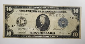 Large Size $10 1914 Federal Reserve Note - Cleveland, Ohio - Picture 1 of 7