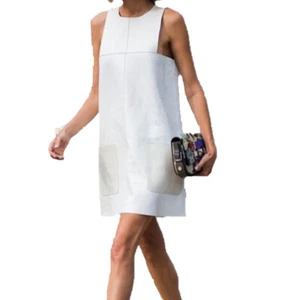 Vestido de cuero de piel de cordero para mujer, conjunto de cuero, vestido de cuero blanco para mujer - Imagen 1 de 4