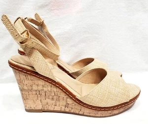 Chinese Laundry Beaming Wedge Sandals Women’s Size 10 Ankle Strap Cork Light Tan - Picture 1 of 10