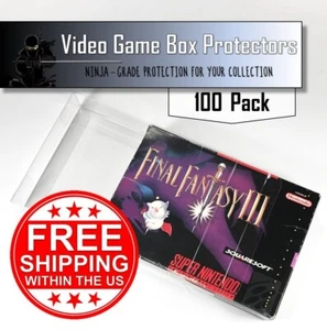 100 SNES Clear Plastic Box Protector Sleeve Case for Complete CIB Games - Picture 1 of 12