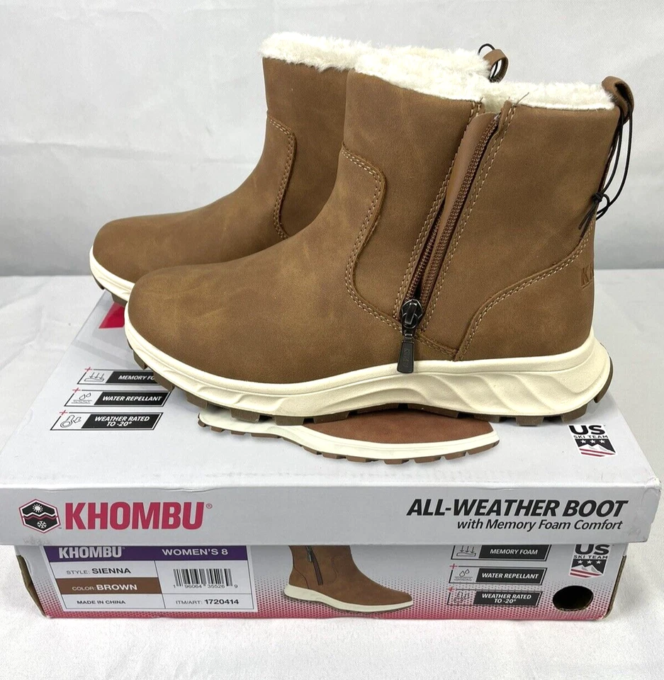 KHOMBU WOMEN'S SIENNA SNOW BOOT 8 1720414 BROWN *NIOB