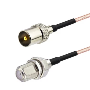 DVB-T DVB-T2 TV Tuner Antenna Adapter F Type Female to PAL Plug Cable 10ft /3m - Picture 1 of 3