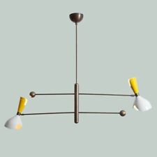 Italian Style Two-Arms Brass Sputnik Chandelier Light Fixture Raw Brass Ceiling