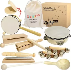 Stoie's International Wooden Music Set for Toddlers Kids Fun Musical Cotton Bag - Picture 1 of 7