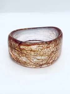 Vintage Red Veined Transparent Lucite Bangle Bracelet - Picture 1 of 8