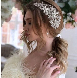 Bridal Wedding Hair Accessories Bridal Tiara Silver (Half Head) Wedding Hair Vin - Picture 1 of 5