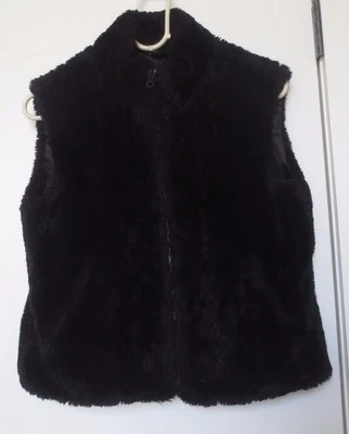 Chaleco de invierno Cejón forrado de piel sintética con cremallera frontal negro para mujer talla mediana Foto 1 de 3