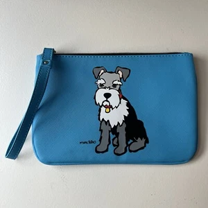 Marc Tetro Schnauzer Perro Azul Cremallera Bolso Muñequera Interior Rayas Lindo Animal Cachorro - Imagen 1 de 7