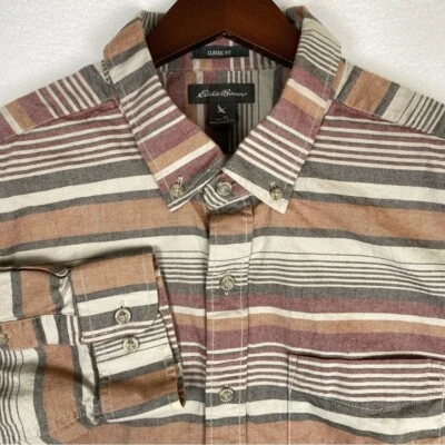 Eddie Bauer Shirt Men's Large Tall Striped Chambray Long Sleeve Button Down - Image 1 of 4