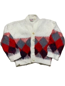Vintage 1960er Jahre Roy Togs Orlon Acryl bunt Kind Jugend Jungen Knopf Strickjacke - Bild 1 von 8