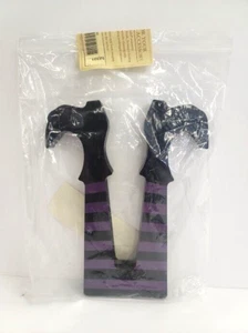 Longaberger WoodCrafts Piernas de Bruja Rayas Negras y Púrpura Selladas/Nuevas en Bolsa Nuevas en Caja - Imagen 1 de 4