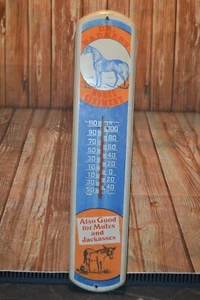 Vintage 1950s Dr.Barker's Horse Liniment Farm Gas Oil Thermometer Sign 39"x8" - Picture 1 of 7
