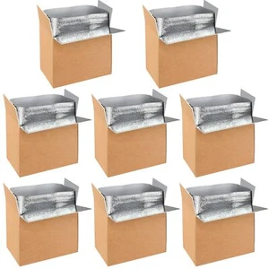 8 Pack Insulated Shipping Boxes with Aluminum Foil Liner Reusable 19''x12''x16'' - Picture 1 of 8