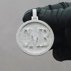 3.00 Ct Round Cut Simulated Diamond Custom Letter Pendant 14K White Gold Plated - Picture 1 of 4