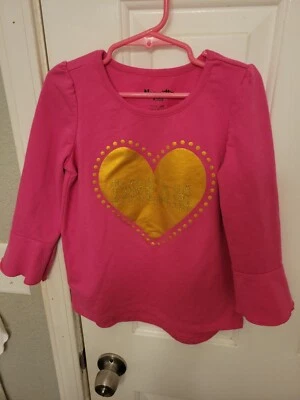 Nannette Kids Girls Long Sleeves Dream Heart Gold & Pink Shirt Size 6 X - Image 1 of 4