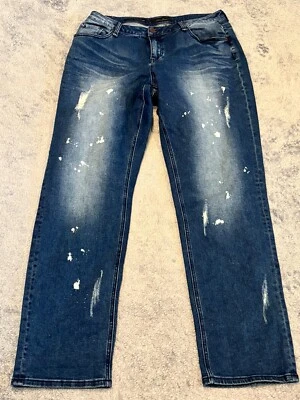 Pantalones de mezclilla para mujer Poetic Justice 30R Verla True Boyfriend azul oscuro lavado con lejía Foto 1 de 4