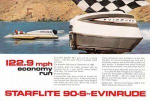 1964 Starflite 90S Evinrude: 122.9 MPH Economy Run Vintage Print Ad - Picture 1 of 1