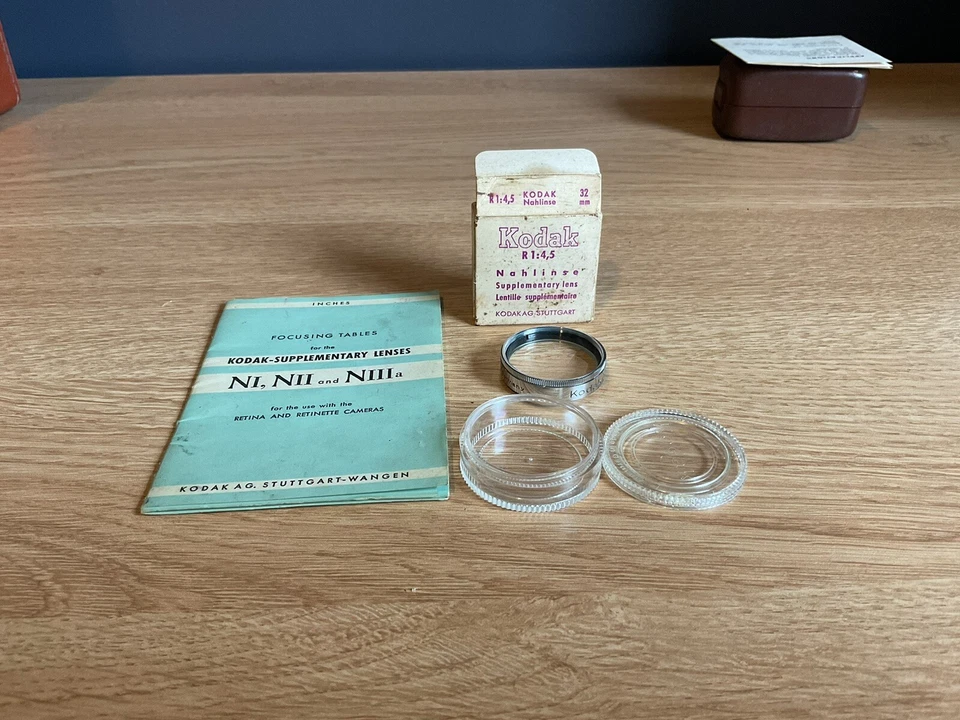 kodak 32mm supplementary lens R1:4.5 with box, booklet and case made in germany - Image 1 of 4