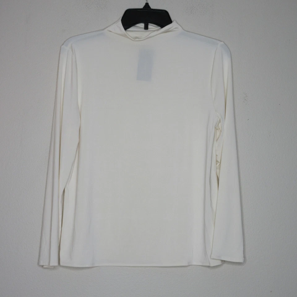 NWT Alfani Women's 3/4 Sleeve Mock Neck Pull Over Knit Top Antique White M B48 - Image 1 of 4