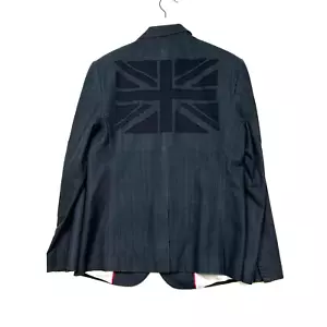 Guess Pinstripe Y2K Sports Coat Zip Pocket United Kingdom UK Blazer Men's Small - Picture 1 of 14