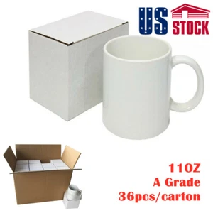 US Stock 11OZ 36pcs Blank White Mugs A Grade Sublimation Coated Mugs with Box - Picture 1 of 12