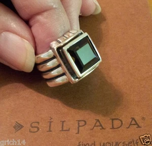 SILPADA FACETTIERTER RAUCHQUARZ STERLINGSILBER GERIPPTER BANDRING GRÖSSE 6 R1041 NICHT MEHR ERHÄLTLICH - Bild 1 von 4