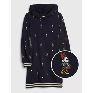 Gap Disney Girls Minnie Mouse Hoodie Dress Has Pockets Preppy Blue Size Medium - Picture 1 of 11
