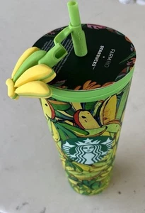 Starbucks Farm Rio 24 Oz Tropical Yellow/Green Bananas 2025 Cold Cup with Straw - Picture 1 of 8