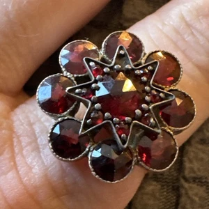 Vintage Garnet Ring-Custom GF Antique Top-14k Modern Ring-Size 7 - Picture 1 of 5