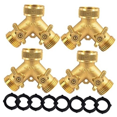  Латунный садовый шланг-разветвитель (2 направления), твердый латунный шланг Y-разветвитель упаковка 2 4 шт. - Изображение 1 из 4