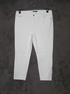 Pantalones de mezclilla Lauren Ralph Lauren para mujer Plus 16W 1X 38W 26L blancos recortados con cremallera puños - Imagen 1 de 14