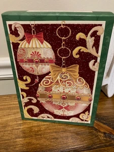 Pooch and Sweetheart Christmas Ball and Red Glitter Design 20 Cards & Envelopes - Picture 1 of 11