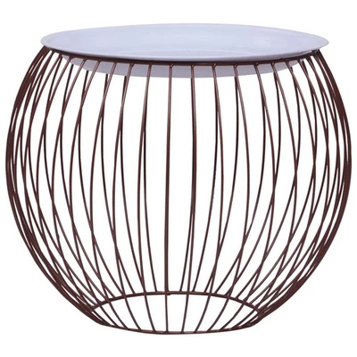 Coffee Table Gold, White Metal, MDF Ø 20.1 in Detachable - Image 1 of 4