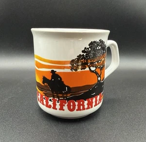 Vintage California State Coffee Mug Souvenir Desert Sunset Cowboy - Picture 1 of 7