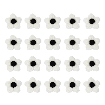 20Pcs Crochet Flowers, 45 x 45mm Handmade Floral Applique, White&Black Foto 1 de 4