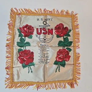 Vintage WW2 U.S. Navy Mother Souvenir Silk Pillow Case - Picture 1 of 3