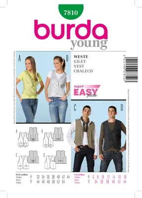 Burda Style Stylish Vest Sewing Pattern for Fashion Enthusiasts B7810 - Image 1 of 2