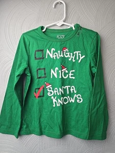 NEW, TODDLER LONG SLEEVE TEE, SIZE 3T, CHILDRENS PLACE NAUGHTY NICE SANTA - Picture 1 of 3