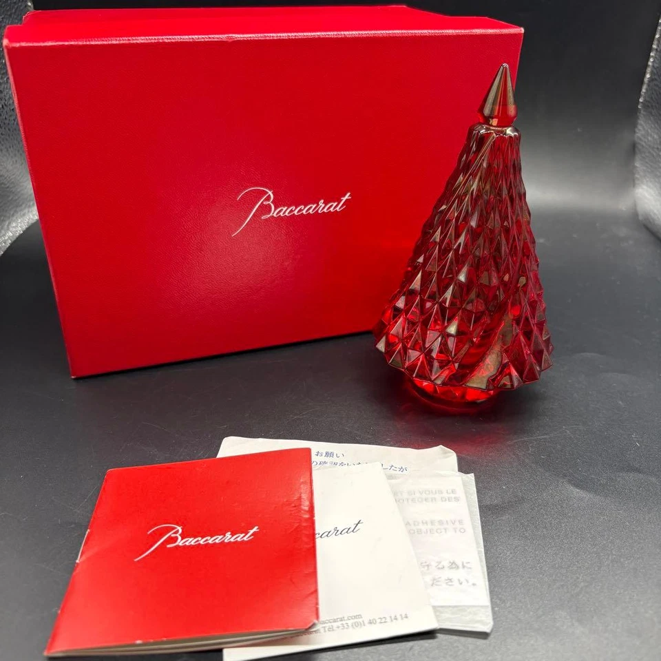 Árbol de Navidad Baccarat Usado Interior Cristal Rojo con Caja de JAPÓN Foto 1 de 4