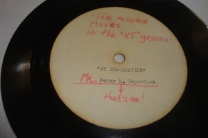 PETER R. BEYERINCK - RARE 45 RPM ACETATE- MY IMAGINATION- RECORDED BY RODD KEITH - Imagen 1 de 2