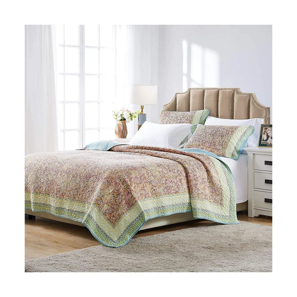 Barefoot Bungalow Palisades Pastel Colored Twin Size Quilt Set 2-piece