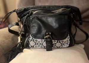 Scarleton Crossbody Black Handbag Lace Detailing - Picture 1 of 5