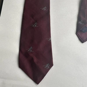 Corbata Esquiador Vintage Esquí Mezcla Seda Rojo Granate Para Hombre - Imagen 1 de 6