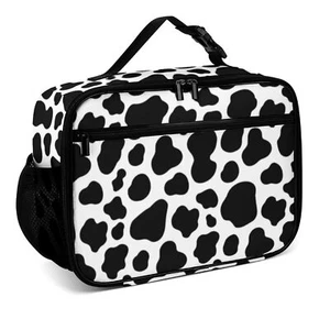 Cow White Black Spot Reusable Lunch Box Insulated Lunch Bag Cooler Bag Lunchb... - Picture 1 of 7