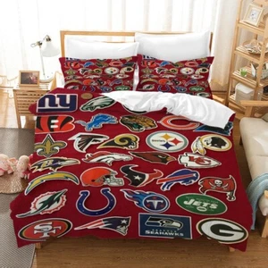 3D Football Pattern Red Quilt Cover Set Duvet Cover Bedding Pillowcases - Picture 1 of 4