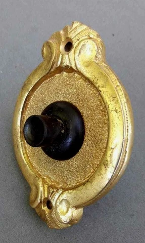 Antique Vintage Door Bell Push Button Original  Bakelite & Ormolu Bronze Cover