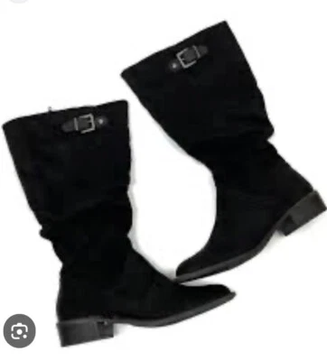 Nuevas botas bajas para mujer 9,5 M Vanessa extendidas pantorrilla cremallera bota alta tela negra Foto 1 de 4